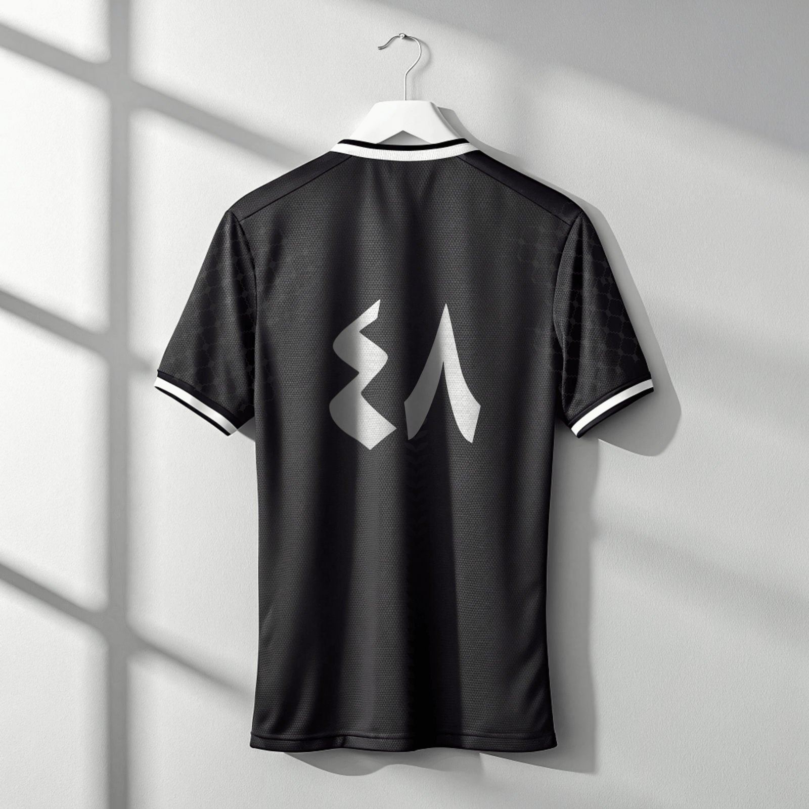 Back view of black keffiyeh sports jersey with Arabic 48