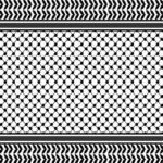 Black and white Palestinian keffiyeh pattern used as a horizontal cover image for an article explaining keffiyeh meaning.